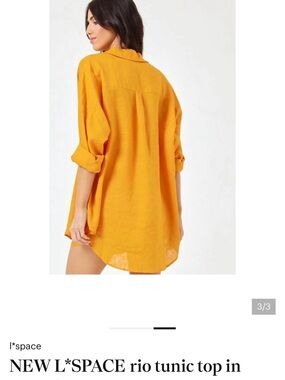 L’SPACE 100% Linen Rio Button Down Tunic Top in Orange